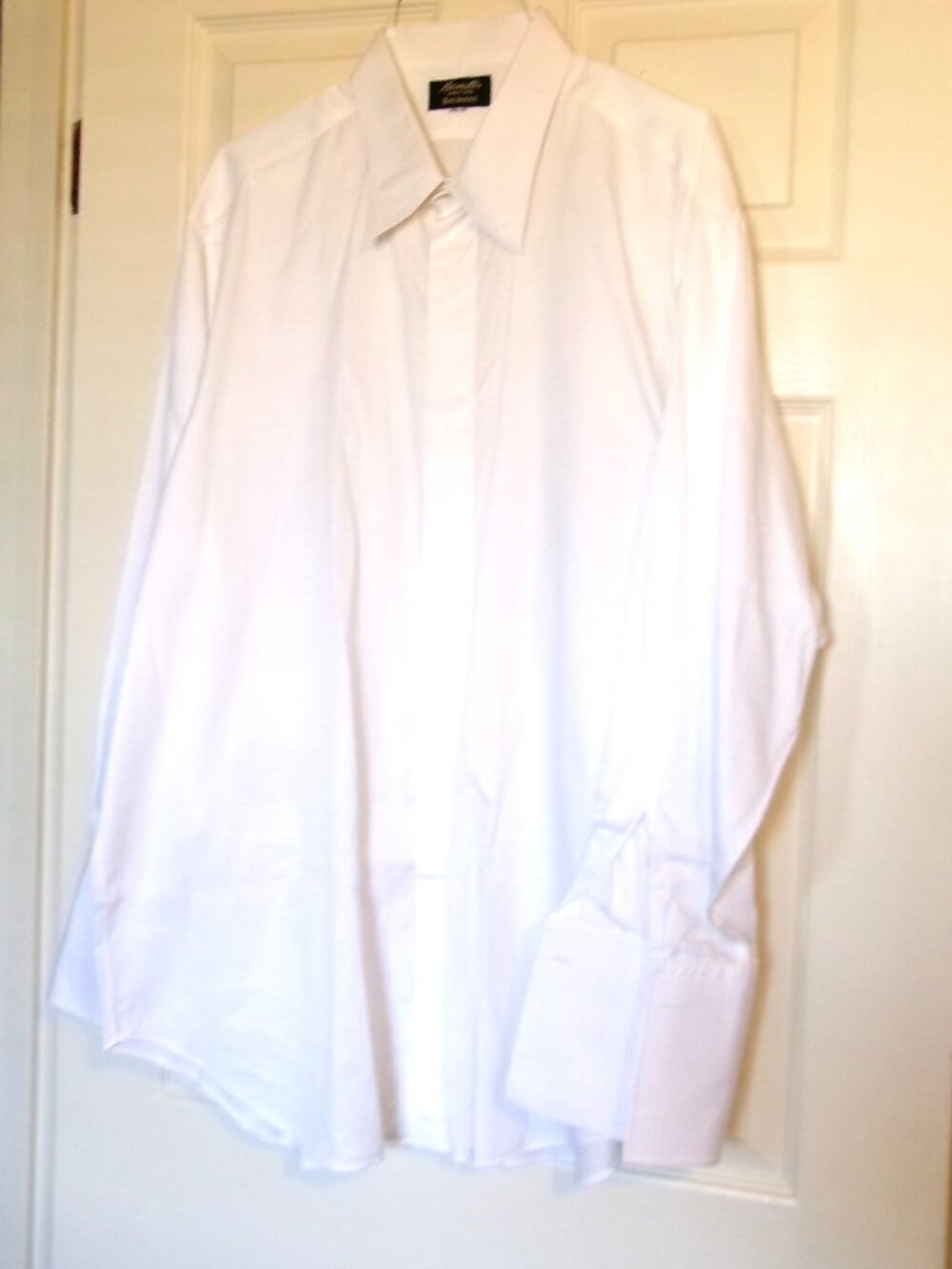 HAMILTON BAUMANS White French Cuff Dress Shirt W/BB Monogram on Cuff Size XL/2XL